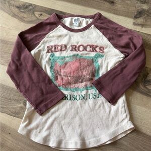 BDG Burgundy and Cream Red Rocks Long Sleeve Tee